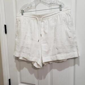 Athleta Womens Plus Retreat White Linen Shorts NWOT size 20 Summer Beach Resort
